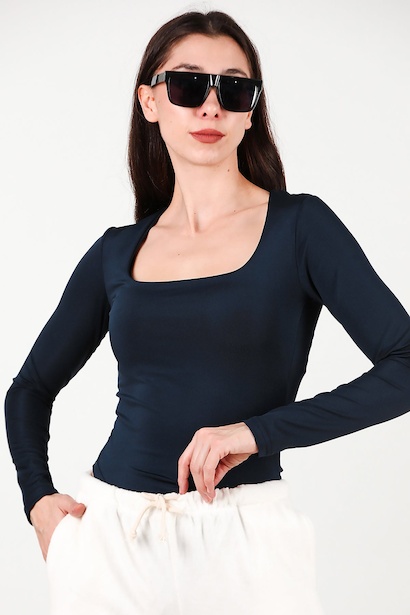 Kadın Kare Yaka Zıbınlı Bady 