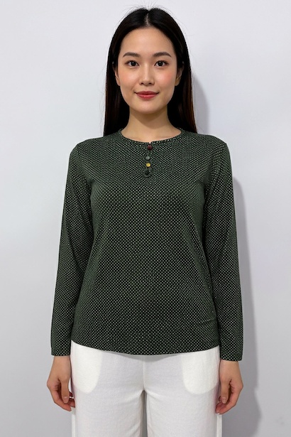 Büyük Beden Puantiyeli Kol Lastikli Bluz 