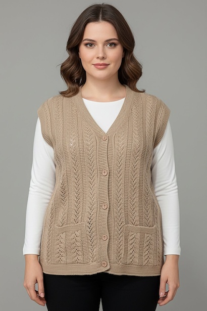 Büyük Beden Örgü Yelek 