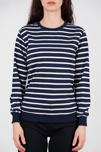Kadın Çizgili Bisiklet Yaka Sweet  Lacivert 6