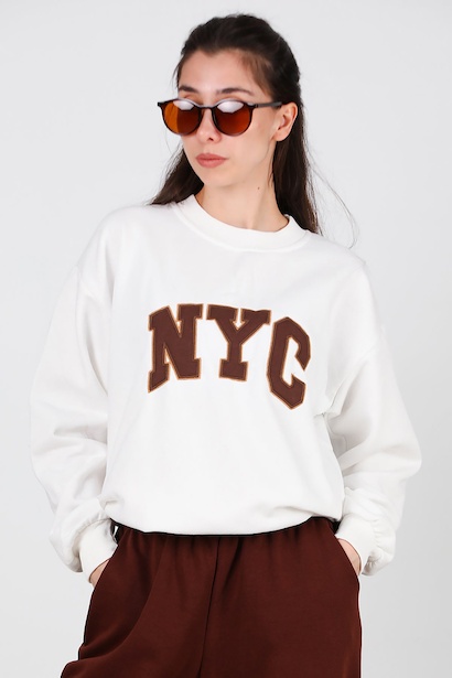 Kadın Ncy Yazılı Bisiklet Yaka Sweet 