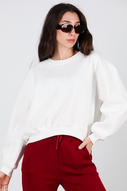 Kadın Oversize Bisiklet Yaka Sweat 