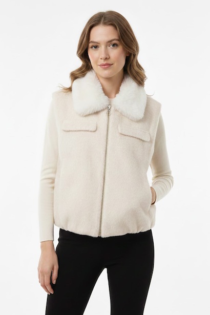 Kadın Kürklü Kısa Yelek 