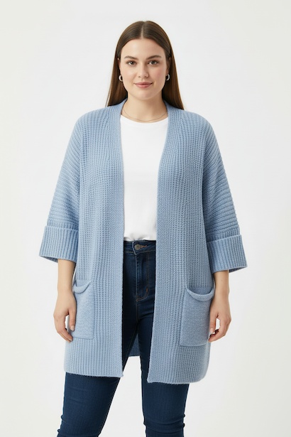 Büyük Beden Cepli Hırka 