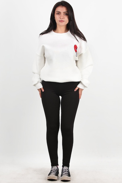 Kadın Önü V Yüksek Bel Kalın Fitilli Tayt 