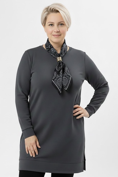 Büyük Beden Fularlı Tunik 