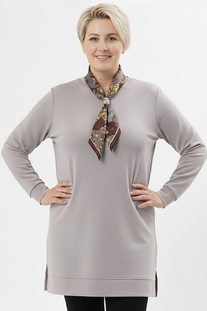 Büyük Beden Fularlı Tunik 