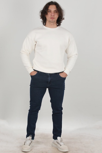 Erkek Likrali Düz Paça Kot Pantolon 