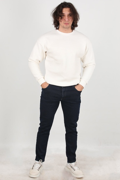 Erkek Likrali Düz Paça Kot Pantolon 