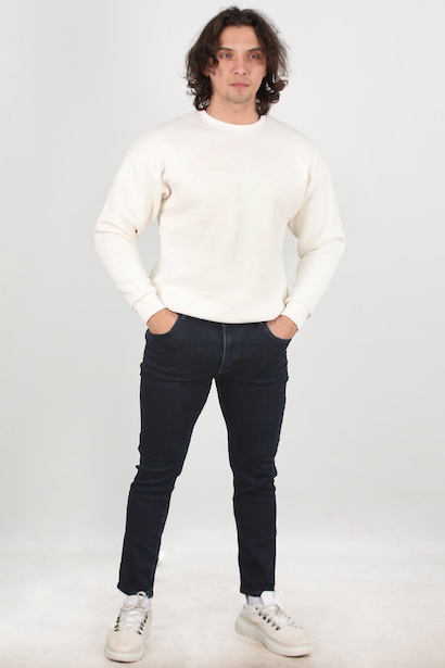 Erkek Likrali Düz Paça Kot Pantolon 