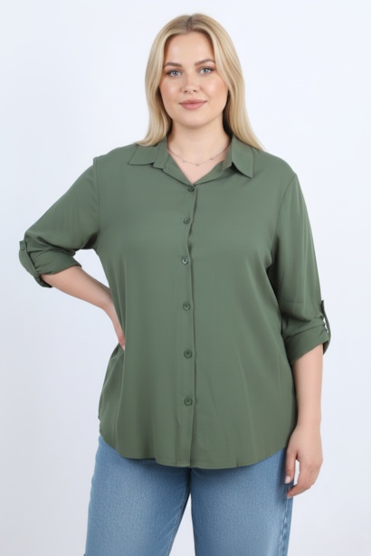 Büyük Beden Kol Katlamalı Gömlek 