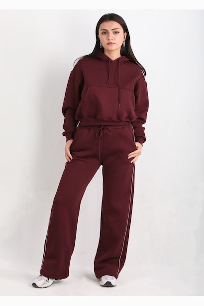 Kadın Yan Şeritli 3iplik Pol Paça Eşofman 