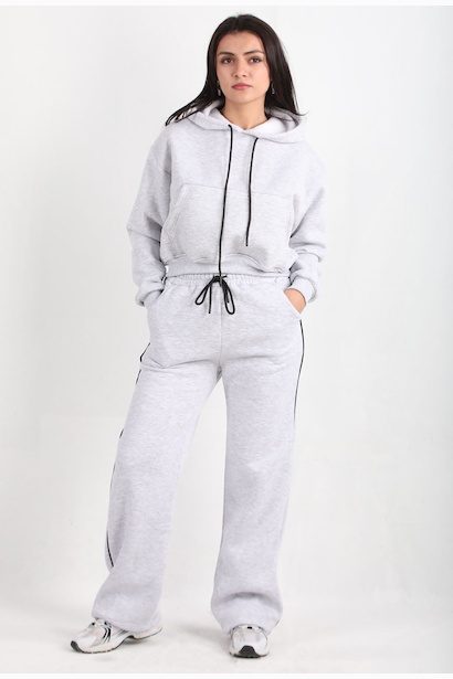 Kadın Yan Şeritli 3iplik Pol Paça Eşofman 