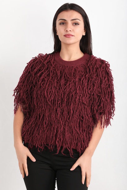 Kadın Püsküllü Triko Kazak 