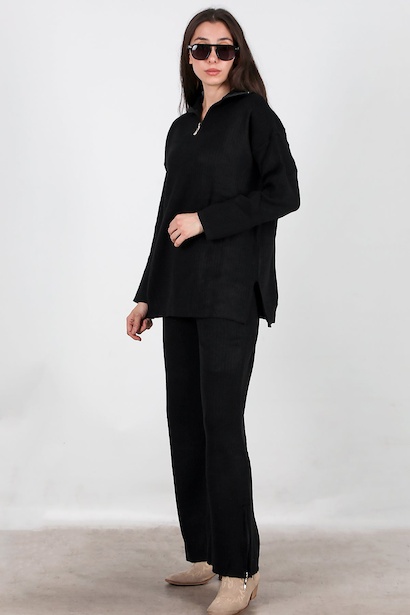 Kadın Fermuar Detay Triko Takım 