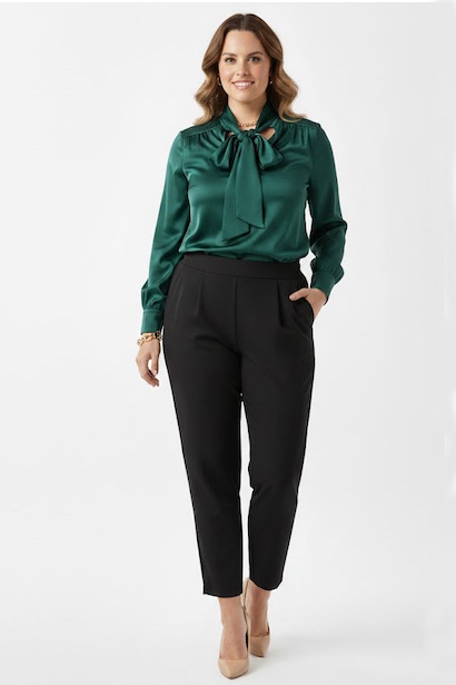 Büyük Beden Arka Bel Lastikli Pileli Pantolon 