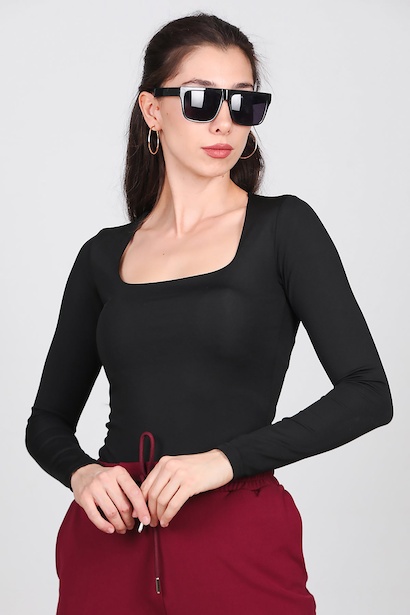 Kadın Kare Yaka Zıbınlı Bady 