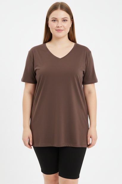 Büyük Beden Oversize V Yaka Tshırt 