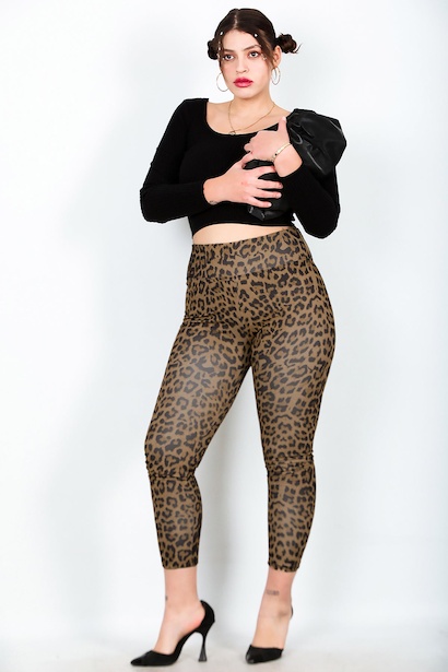 Büyük Beden Leoparlı Tayt 