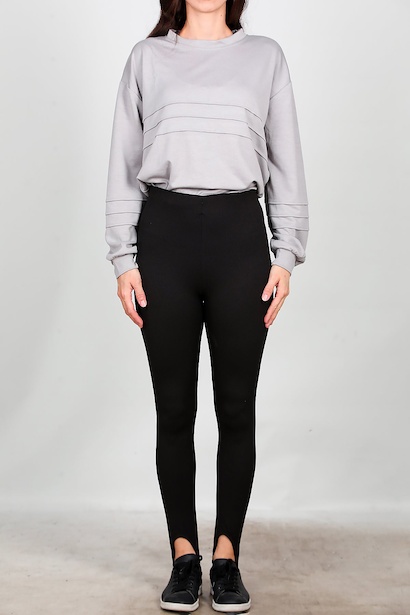 Kadın Fitilli Ayaktan Geçmeli Tayt  Siyah 6