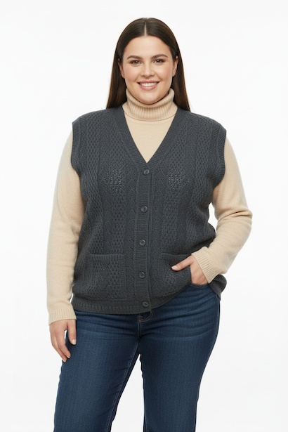 Büyük Beden Örgü Yelek 