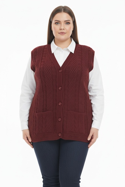 Büyük Beden Örgü Yelek 
