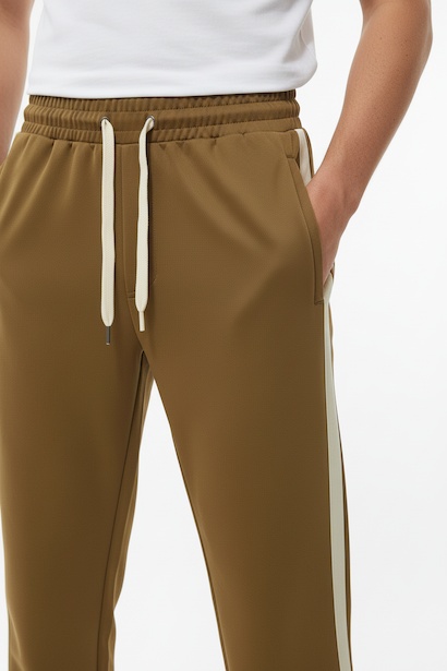 Erkek Yanları Şeritli Paça Stoperli Eşofman  Hardal 4