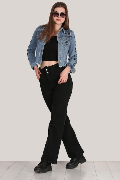 Kadın Bol Paça Kot Pantolon 