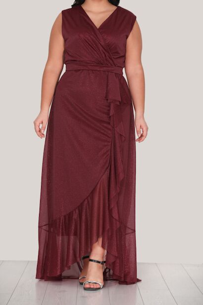 Büyük Beden Uzun Abiye Bordo 6