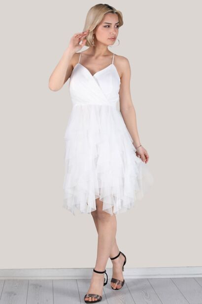 Kadın Kısa Tül Abiye Elbise 