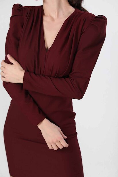 Kadın Mini Elbise  Bordo 9