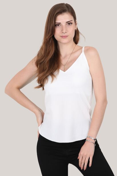 Kadın İp Askılı Krinkıl Bluz 