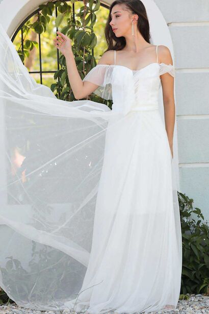 Pileli Kadın Uzun Abiye 