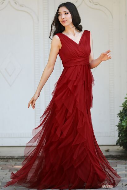 Kadın Tül Uzun Abiye 