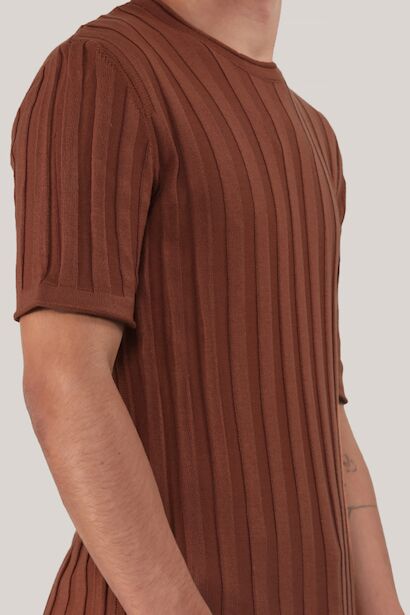 Erkek Bisiklet Yaka Kısa Kol Triko  Kiremit 4