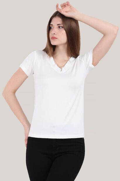 Kadın V Yaka T-shirt 
