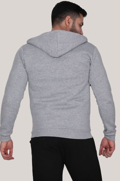 Erkek Fermuarlı Sweat  Gri 4